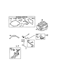 Short Block/Gasket Set Diagram and Parts List for 124T02-0853-EA  Briggs and Stratton Engine